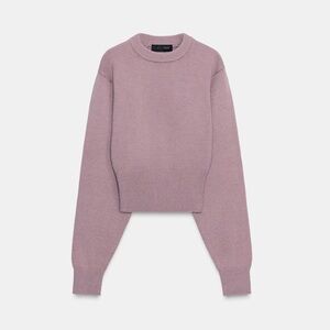 Zara Lavender Crew Neck Cropped Sweater